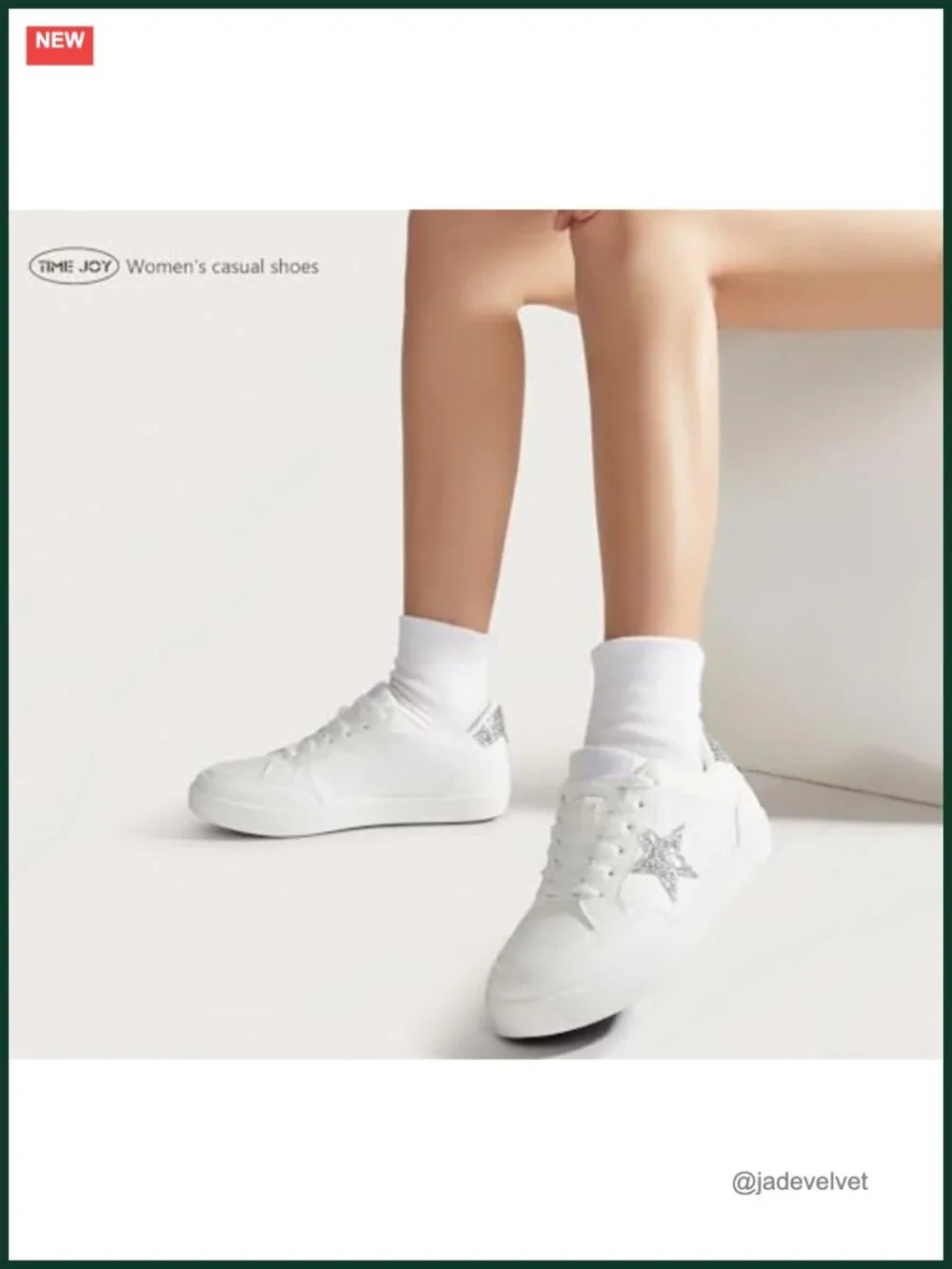 PU Leather Women's Glitter Star Sneakers Cute Lace-Up Low Top Shoes